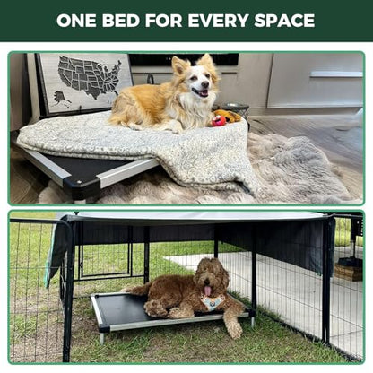 FXW TitanNest Chew-Proof Elevated Dog Bed, Raised Cot for Indoor/Outdoor/Camping Use, Durable & Waterproof Cooling Pet Bed for Medium Dogs, 41.0" L x 27.0" W x 5.0" H, Black - size: Medium Dog (41.0"L x 27.0"W x 5.0"H)
