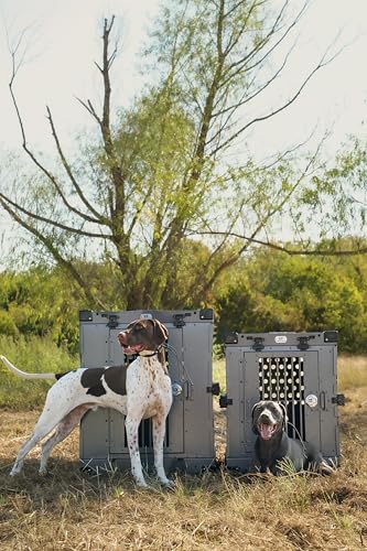 K9 Kennel Boss Aluminum Collapsible Dog Crate, Heavy Duty Folding Kennel - Large (Gray) - color: Gray, size: 41.6"L x 29.7"W x 33.9"H