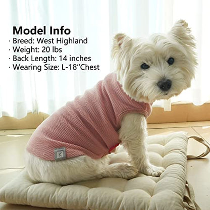KYEESE 2Pack Dog Shirts Waffle for Small Dogs Stretchy T-Shirts Lightweight Tank Top Sleeveless Dog Vest Breathable Cat Shirt, Medium, Pink+Grey - color: 08# 2Pack(Green+Grey), size: Medium (7-11lbs)