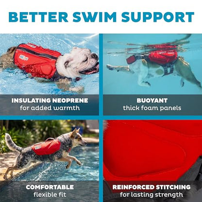Outward Hound Dawson Swim Red Dog Life Jacket, Medium - color: Red, size: Medium (Chest Girth: 21"-27")