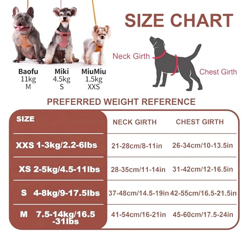Puppytie xs Dog Harness with Multifunction Dog Leash,Soft Adjustable No Choke Escape Proof Pet Harness Vest,Brown Caramel,XS - color: Brown, size: XS(4.5-11lb）