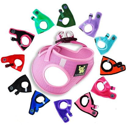EcoBark Teacup Dog Harness - Luxury Soft XXXS Dog Harnesses for Puppy & Toy Breed Dog - Reflective Mini Step in Halter Vest (Baby Pink) - color: Baby Pink, size: XXXS- 2 to 3 lbs- Chest up to 10 in (Pack of 1)