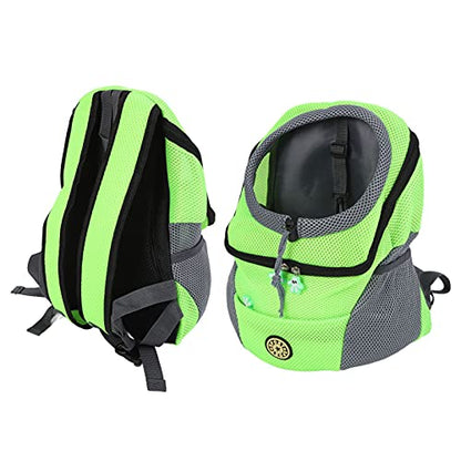 Pet Knapsack Backpack, Dog Carrying Bag with Ventilation Window, Spacious Oxford Cloth Pet Carrier for Small Dogs, Adjustable Padded Straps and Removable Cushion (Green) - color: Green