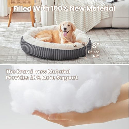 36 inches Donut Dog Bed for Large Dogs - Calming Round Pet Bed with Removable Cover,Washable Milk Plush Faux Fur, Fits Pets up to 80 lbs(Charcoal,Large) - color: Charcoal, size: 36.0"L x 36.0"W x 8.0"Th