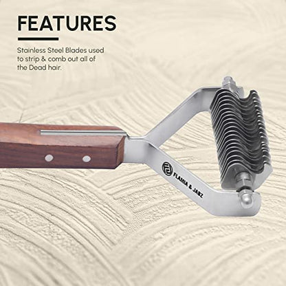 Flamia & Jabz Undercoat Rake for Dogs & Cats, Dematting Grooming Stripper Tool (20 Blades) - size: 20 Blades