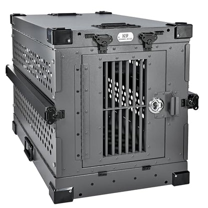 K9 Kennel Boss Aluminum Collapsible Dog Crate, Heavy Duty Folding Kennel - Small (Gray) - color: Gray, size: 30.6"L x 22.8"W x 25.7"H