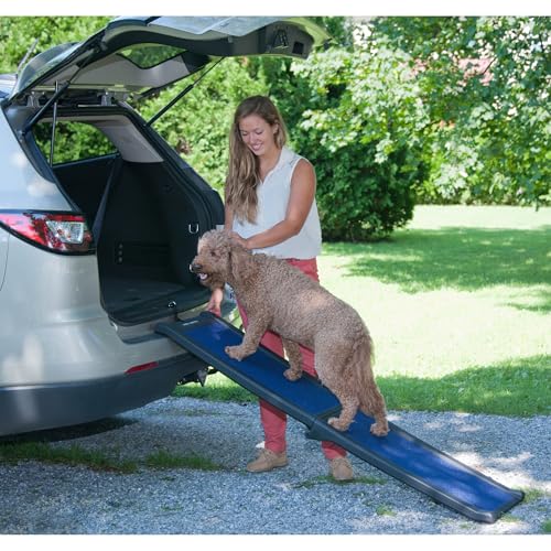 Pet Gear Travel Lite Ramps for Dogs and Cats, Navy | Compact Easy-Fold, Lightweight and Portable, Built-In Carry Handle, Supports 150 lbs, 66" x 16" - color: Navy