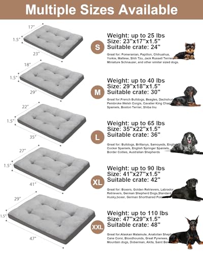 Dog Bed for Crate Washable Plush Medium Size Dog Kennel Pad with Anti-Slip Bottom, 29x18 Inch, Grey - color: Grey, size: 29.0 L x 18.0 W x 1.5 Th