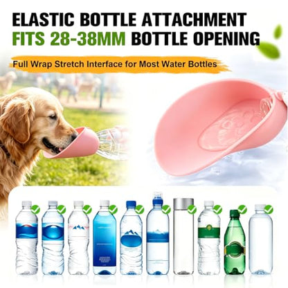 Portable Dog Water Bottle Attachment, Slip-On Pet Water Bowl for Walks | Silicone Dog Drink Dispenser, Fits Standard Water Bottles,Ideal For Daily Hiking & Travel, Quick Rinse & Easy Setup - color: Pink