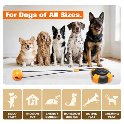 Interactive Dog Tug of War Toy with Suction Cup – Indestructible Puppy Teething Toys for Aggressive Chewers, Heavy Duty Self-Play Chew Toy for Boredom Relief, Dog Toys for Small Medium Large Breeds