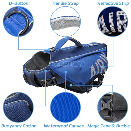 Dog Life Jacket Ripstop Dogs Life Vest for Swimming Boating Dog Safety Vest Adjustable Preserver with High Buoyancy and Durable Rescue Handle for Small,Medium,Large Dogs (Medium) - size: Medium