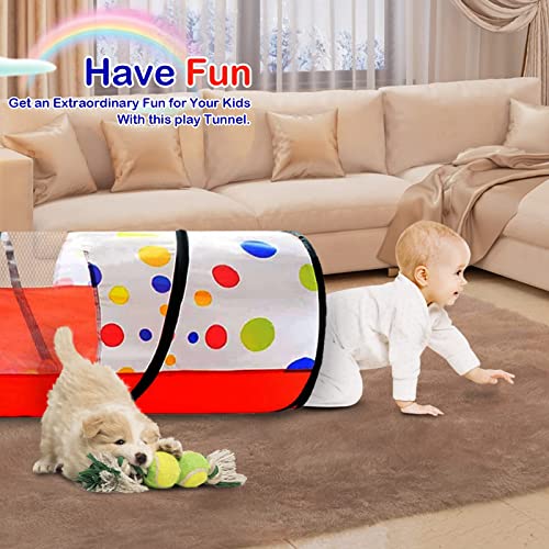 PigPigPen Kids Tunnel for Toddlers,Pop Up Play Tunnel Tent for Babies or Dogs, Indoor & Outdoor Toys for Kids Backyard Playset (Red Spots Play Tunnel) - style: Red spots play tunnel