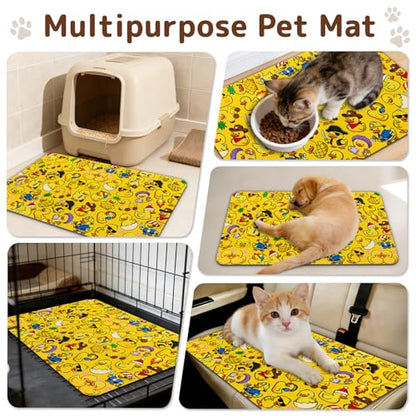Dog Food Mat for Bowls, Absorbent Quick Dry Dog Cat Mats for Food and Water, Non-Slip Backing Pet Mat Pet Supplies - Duck Pattern - color: Duck1