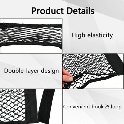 2PCS Car Cargo Net with Adhesive Tape,Storage Mesh Pocket(9.8×23.6in) - size: 23.6*9.8in
