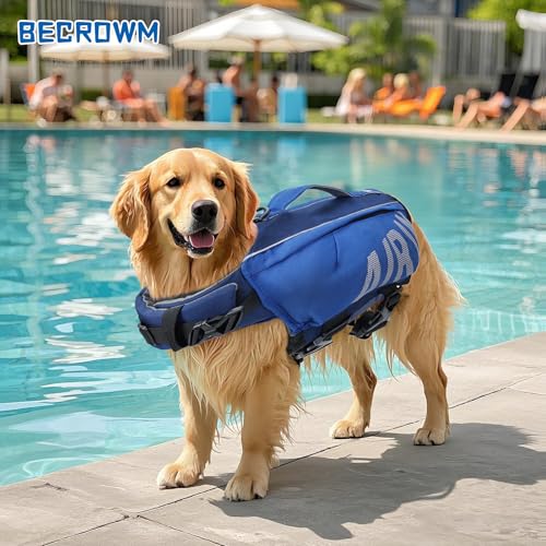 Dog Life Jacket Ripstop Dogs Life Vest for Swimming Boating Dog Safety Vest Adjustable Preserver with High Buoyancy and Durable Rescue Handle for Small,Medium,Large Dogs (Small) - size: Small