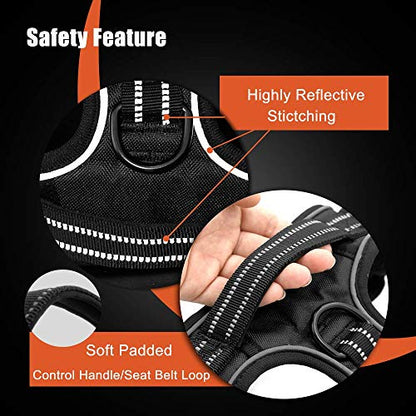PHOEPET No Pull Dog Harness Medium Reflective Front Clip Puppy Vest with Handle,Adjustable 2 Metal Leash Attachment Hooks(M, Green) - color: Green, size: Medium