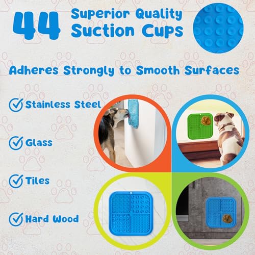 Large Licking Mats for Dogs and Cats, Slow Feeder Lick Pad with Suction Cups for Dog Training,Peanut Butter Licking Pad for Boredom Reducer (2 Lick Mats with Free Spatula, Tooth Brush, cleaning Brush)