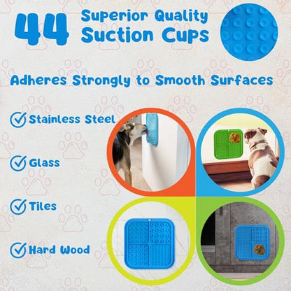 Large Licking Mats for Dogs and Cats, Slow Feeder Lick Pad with Suction Cups for Dog Training,Peanut Butter Licking Pad for Boredom Reducer (2 Lick Mats with Free Spatula, Tooth Brush, cleaning Brush)