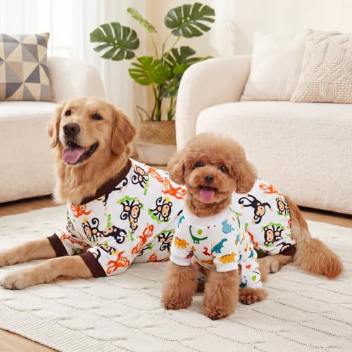 XPUDAC 4 Pack Dog Pajamas Soft Strechy Summer Doggie Clothes for Small Medium Dogs Boy Girl Dog Onesie Puppy Pjs Cat Apparel-Small - size: Small(Chest-14" Back-10" Neck-9.5")