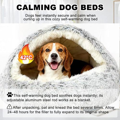 Dog Beds Medium Size Dogs, Calming Deluxe Plush Dog Cave Bed for Medium Dogs - Removable & Washable with Zipper, Built-in Support & Stable Non-Collapsible, Pet Bed for Dogs & Cats 32×32Inch - size: 80cm-gray bed