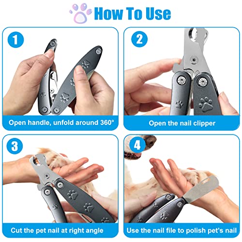 Heavy Duty Dog Nail Clipper for Large Dog Thick Nail, 3in1 Professional Dog Nail Trimmer Sharp Blade