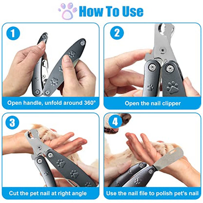Heavy Duty Dog Nail Clipper for Large Dog Thick Nail, 3in1 Professional Dog Nail Trimmer Sharp Blade
