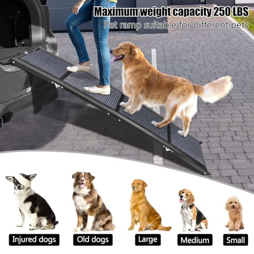 GaliGali Dog Ramp for Car, Portable Folding Pet Stair 71" Long&19.7" Wide | Ramp with Non-Slip Carpet Wider Dog Stair Allows Medium to Large Dogs Up to 250 lbs to Enter Car SUV and Truck - size: Foldable 180*50