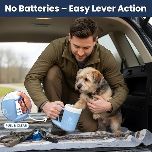 Dog Paw Cleaner, Paw Washer Cup with Soft Silicone Bristles, Portable Dog Foot Washer, 4-in-1 Paw Cleaner Kit with Paw Balm, Microfiber Towel & Grooming Brush (Blue, Medium) - color: Blue, size: Medium