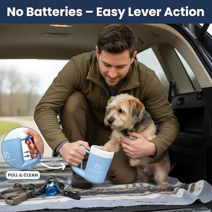 Dog Paw Cleaner, Paw Washer Cup with Soft Silicone Bristles, Portable Dog Foot Washer, 4-in-1 Paw Cleaner Kit with Paw Balm, Microfiber Towel & Grooming Brush (Blue, Medium) - color: Blue, size: Medium