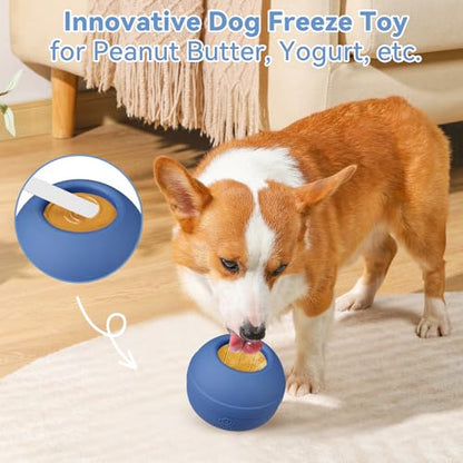 Long-Lasting Interactive Dog Lick Toy, Stuffable Dog Enrichment to Keep Dogs Busy, Wobbly Treat Dispensing Freezable Chew Toys, Food-Grade Safe (Dark Blue,L) - color: Dark Blue, size: L