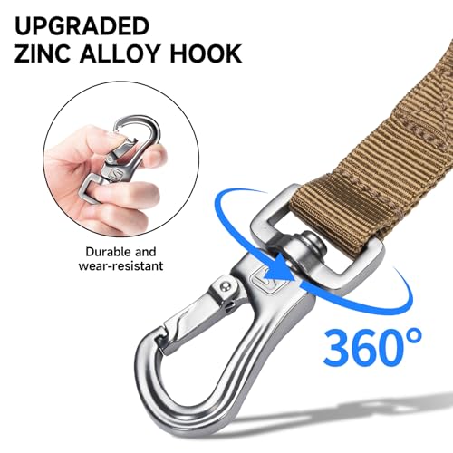 EXCELLENT ELITE SPANKER Military Bungee Dog Leash Elastic Leads Rope with 2 Padded Control Handle for Medium and Small Dogs (Coyote Brown) - color: Coyote Brown