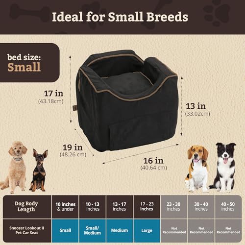 Snoozer Small Luxury Lookout Ii Pet Car Seat, Black/Herringbone Microsuede - color: Black with Herringbone, size: Small