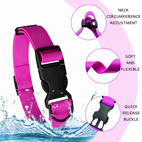 Waterproof Dog Collar Durable and Easy to Clean Rubber Dog Collars Odor-Proof Fits Small Medium Large Dogs (Rose Purple, Large (15.4-24.8” Neck)) - color: Rose Purple, size: Large (15.4 - 24.8” Neck)