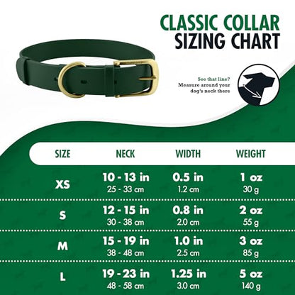 Tuff Pupper Classic Heavy Duty Dog Collar | 10x Stronger Than Leather | 100% Waterproof & Odor Proof Dog Collar | Tough Rust-Proof All Metal Hardware - color: Forest Green