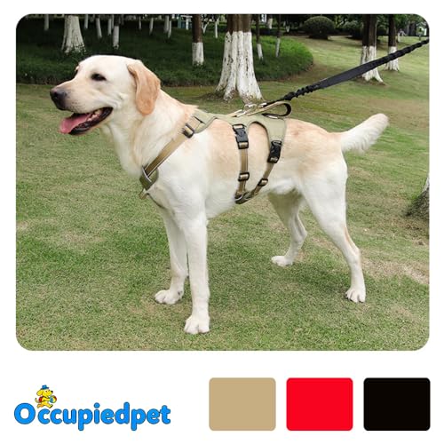 Tactical No Pull Dog Harness, Adjustable Reflective Anti-Escape Pet Vest with Handle for Easy Control, Comfortable Padded Chest Strap for Walking Training, L:61-99 lbs (Chest:21-28",Neck:18-25") | with Handle for Easy Control, Comfortable Padded Chest Str