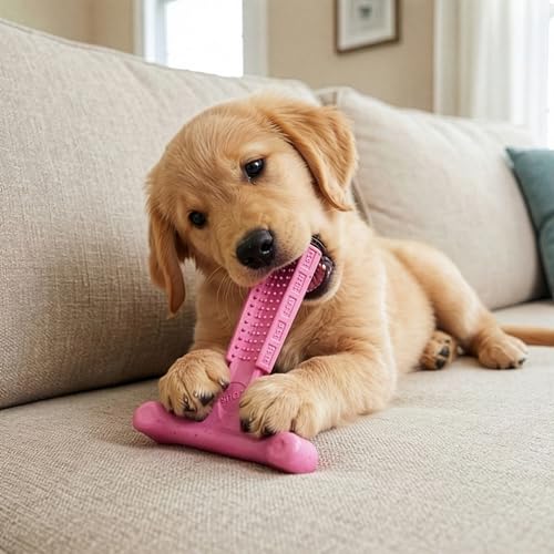 SPOT Bam-Bones Puppy T-Bone Dog Chew Toys, Chicken Flavor, 4 Inch, 2 Pack, Bamboo Fiber & Flexible Rubber, Easy Grip Design for Gentle Chewers, Puppies & Small Dogs Up to 15 lbs