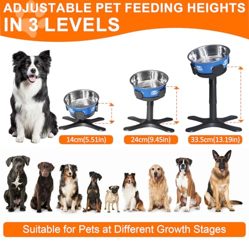 Dog Bowls Elevated Adjustable Stand, Raised Bowl with 3 Heights & Tilted Feeding Stand, Compatible with Various Bowls, for Medium & Large Breeds (with Bowl) Black - color: Elevated Dog Bowls
