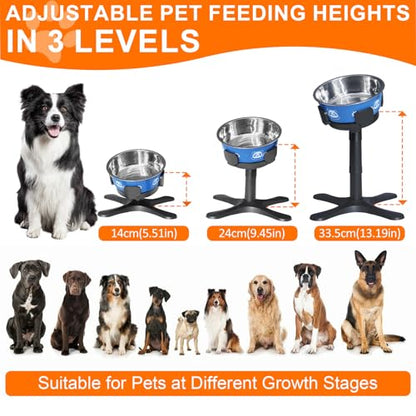 Dog Bowls Elevated Adjustable Stand, Raised Bowl with 3 Heights & Tilted Feeding Stand, Compatible with Various Bowls, for Medium & Large Breeds (with Bowl) Black - color: Elevated Dog Bowls