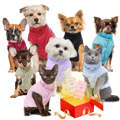 ABRRLO Winter Warm Dog Jacket for Small Medium Dogs Cat Cold Weather Coats with Harness Paded Dogs Fleece Vest Waterproof Windproof Dog Snow Jacket Pet Puppy Clothes (Wine red,S) - color: Wine red, size: Small