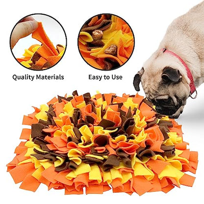 LIVEKEY Pet Snuffle Mat for Dogs, Dog Feeding Mat, Nosework Training Mats for Foraging Instinct Interactive Puzzle Toys (Orange&Yellow&Brown)