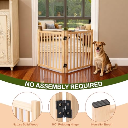 2PCS Wooden Dog Gate Indoor, 23" H Freestanding Pet Gate, No-Painted Foldable Puppy Gate for Stairs, Doorways, 2 Panels-2Pcs - size: 【(2Pcs)2 Panels】H:23''