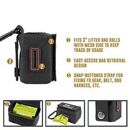 OneTigris Waste Bag Dispenser Mini Pouch Holder for Dog Cat Poop Bag & Baby Diaper Bag (Black)