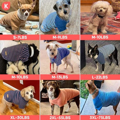 KYEESE 2Pack Dog Sweater, Soft Puppy Sweatshirt Stretchy Pullover Dog Sweater for Small Dogs Boy, Lightweight Fleece Cat Shirt Pet Clothes with Sleeves, M - color: 02# Blue+Stripe, size: Medium (8.5-13lbs)
