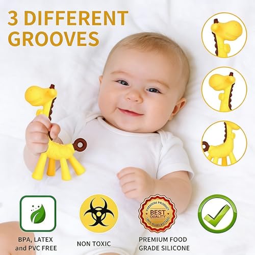 Haili XMGQ Baby Teething Toys 3-6 Months, Baby Chew Teether Toys BPA Free, Babies Teething Relief for Infants, Banana Toothbrush, Fruit Shape Giraffe Newborn Teether Gift for Baby Boy and Girl Toy