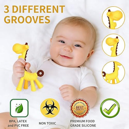 Haili XMGQ Baby Teething Toys 3-6 Months, Baby Chew Teether Toys BPA Free, Babies Teething Relief for Infants, Banana Toothbrush, Fruit Shape Giraffe Newborn Teether Gift for Baby Boy and Girl Toy