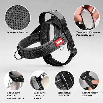 No Pull Dog Harness with Handle, Breathable Mesh Dog Vest for Small Medium Dogs, Lightweight Soft Reflective French Bulldog Harness with Front Clip, Adjustable Easy Walk Puppy Harness (Black, L) - color: Black, size: L