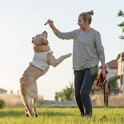 cambk Dog Treat Pouch Training Kit for Keychain, Small Puppy Treat Bag with Clip for Leash on the go, Hands Free Auto Closure Pouches with Dog Clicker and Silent Whistle for Pet Training