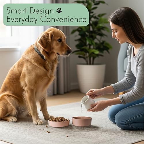Barkin’ Trails Travel Dog Bowls, Portable Outdoor Water, BPA-Free, Food Grade Plastic Dog Travel Bowl, Camping Essentials & Container (Mocha) - color: Mocha