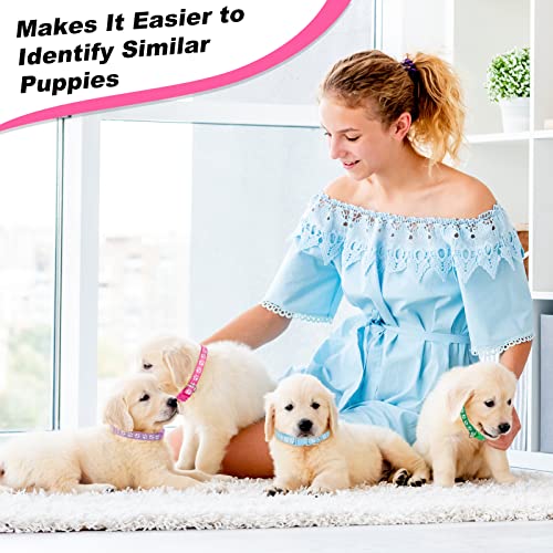 BOUMUSOE 18 Pcs Puppy Collars for Litter Adjustable Puppy Whelping Collars Soft Nylon Puppy ID Collars with Safety Quick Release Buckle for Small Medium Dogs( 19-32cm )