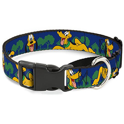 Dog Collar Martingale Pluto 4 Poses Landscape Blue Green 15 to 26 Inches 1.0 Inch Wide - color: Multicolor, size: 1" W-15-26" Neck-Large
